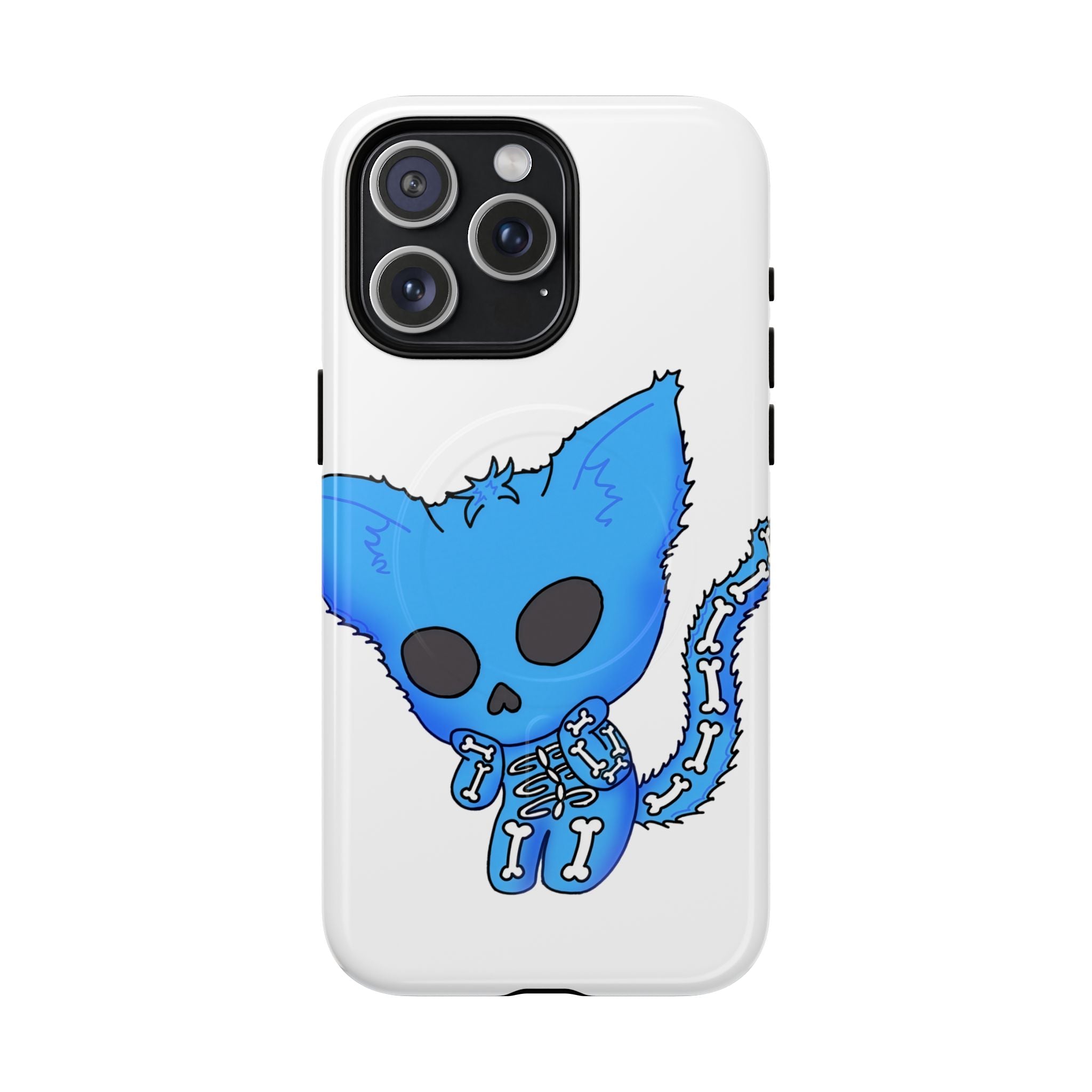 Blue Skeleton Cat Tough Magnetic Phone Case | Design by Jessica B