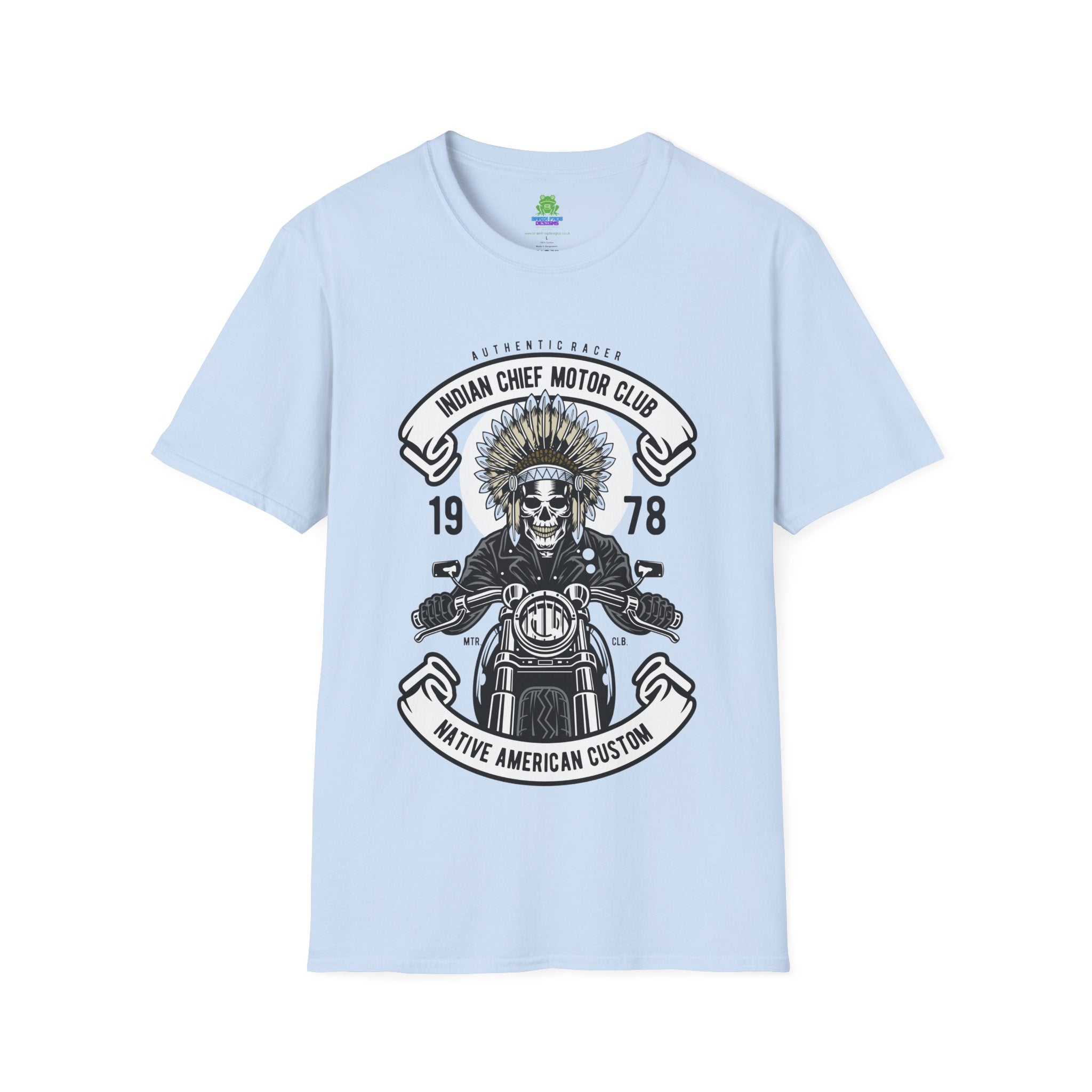 Motorcycle Club T-Shirt - 'Indian Chief Motor Club' Vintage Skull Rider Tee - 100% Cotton