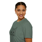 Geometric Cat T-Shirt - Minimal Line Art Cat Face Tee - 100% Cotton