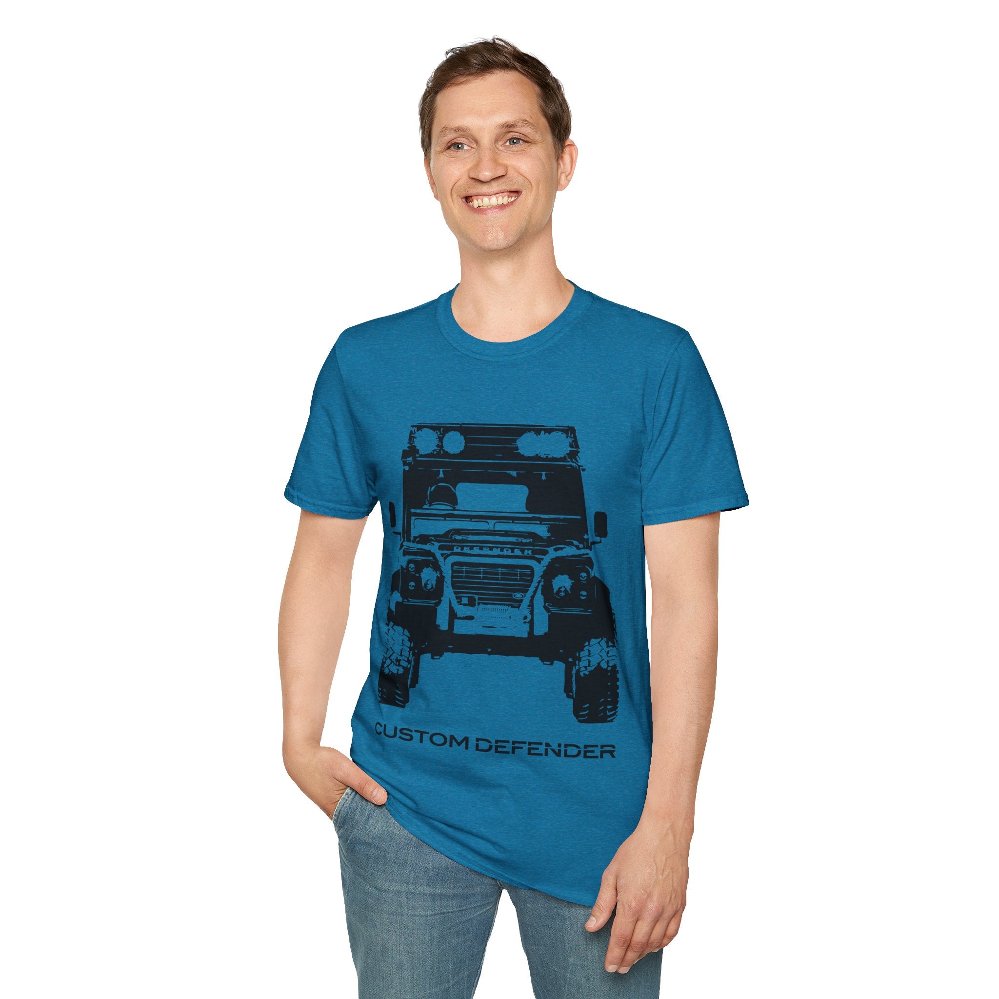Defender Off-Road Shirt - "Custom Defender" Graphic 4x4 Adventure Tee - 100% Cotton / Cotton Blend