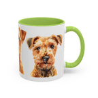 Irish Terrier Dog Portrait Accent Coffee Mug - Cute Terrier Face Ceramic Coffee Cup (11/15oz)