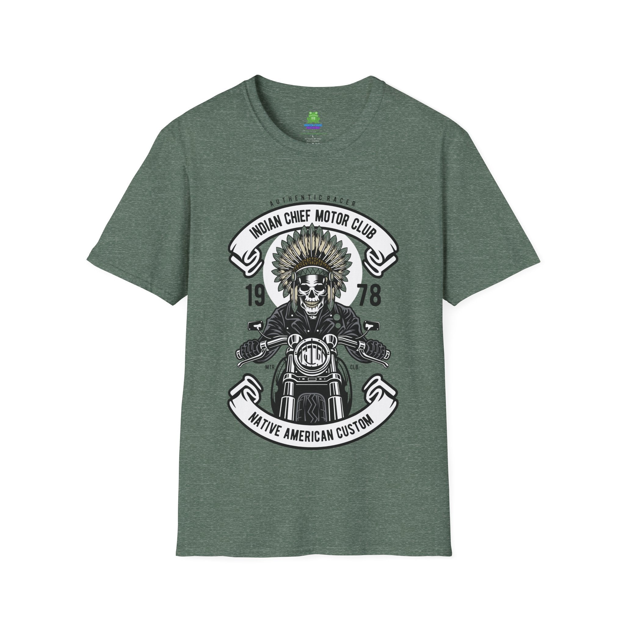 Motorcycle Club T-Shirt - 'Indian Chief Motor Club' Vintage Skull Rider Tee - 100% Cotton