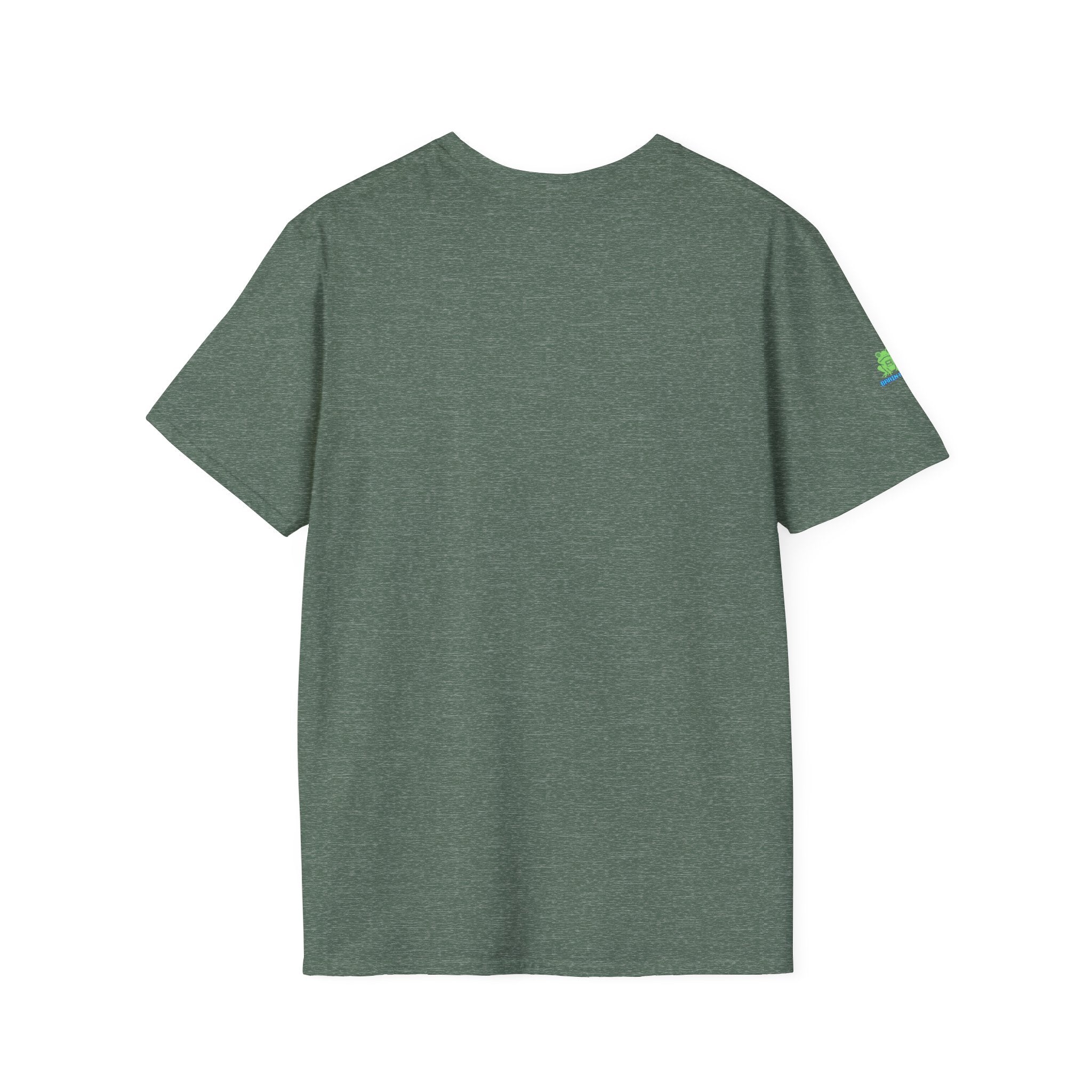 Brain Frog Design Signature T-Shirt - Small Green Brain Frog Logo Tee (Front Chest & Sleeve) - 100% Cotton / Cotton Blend