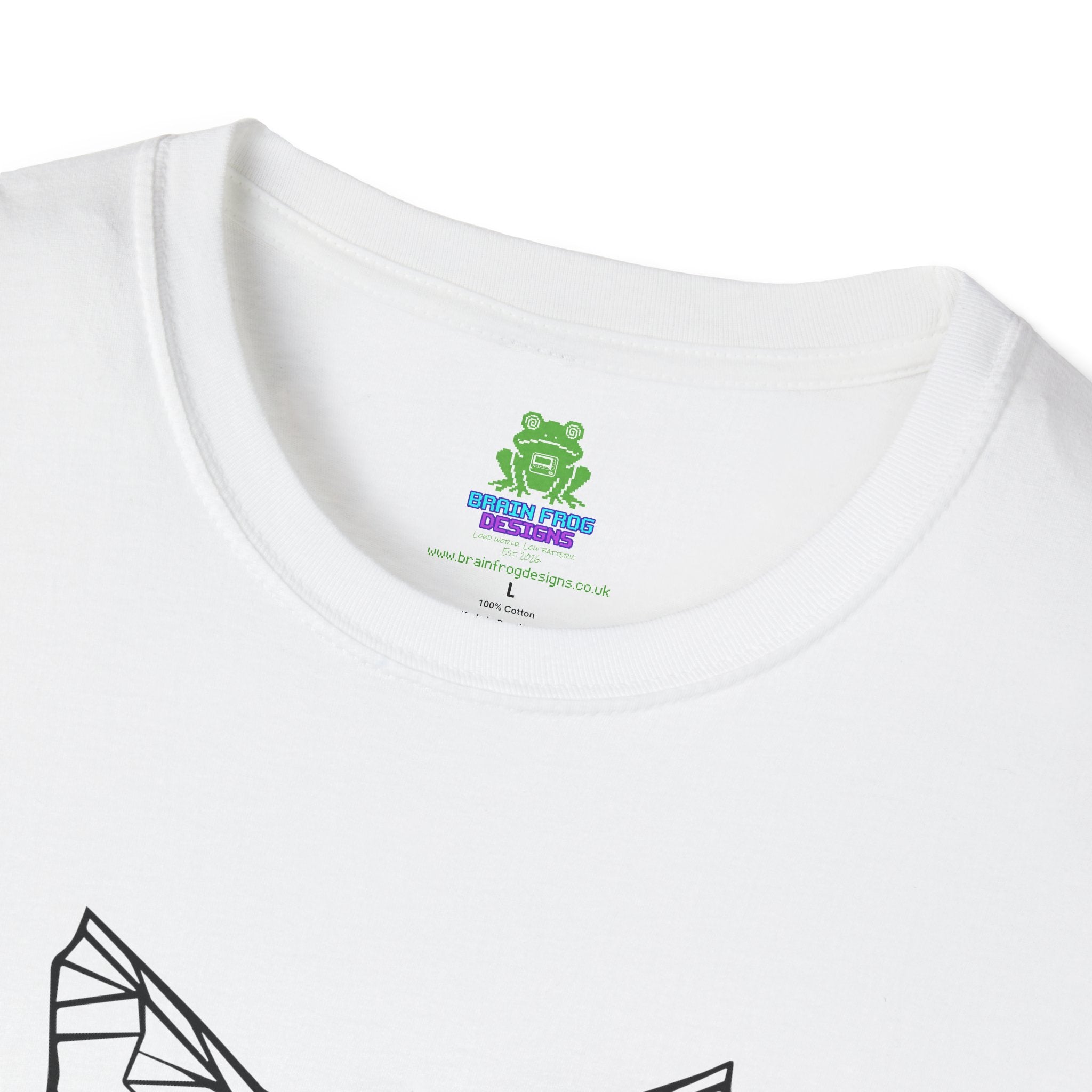 Geometric Cat T-Shirt - Minimal Line Art Cat Face Tee - 100% Cotton