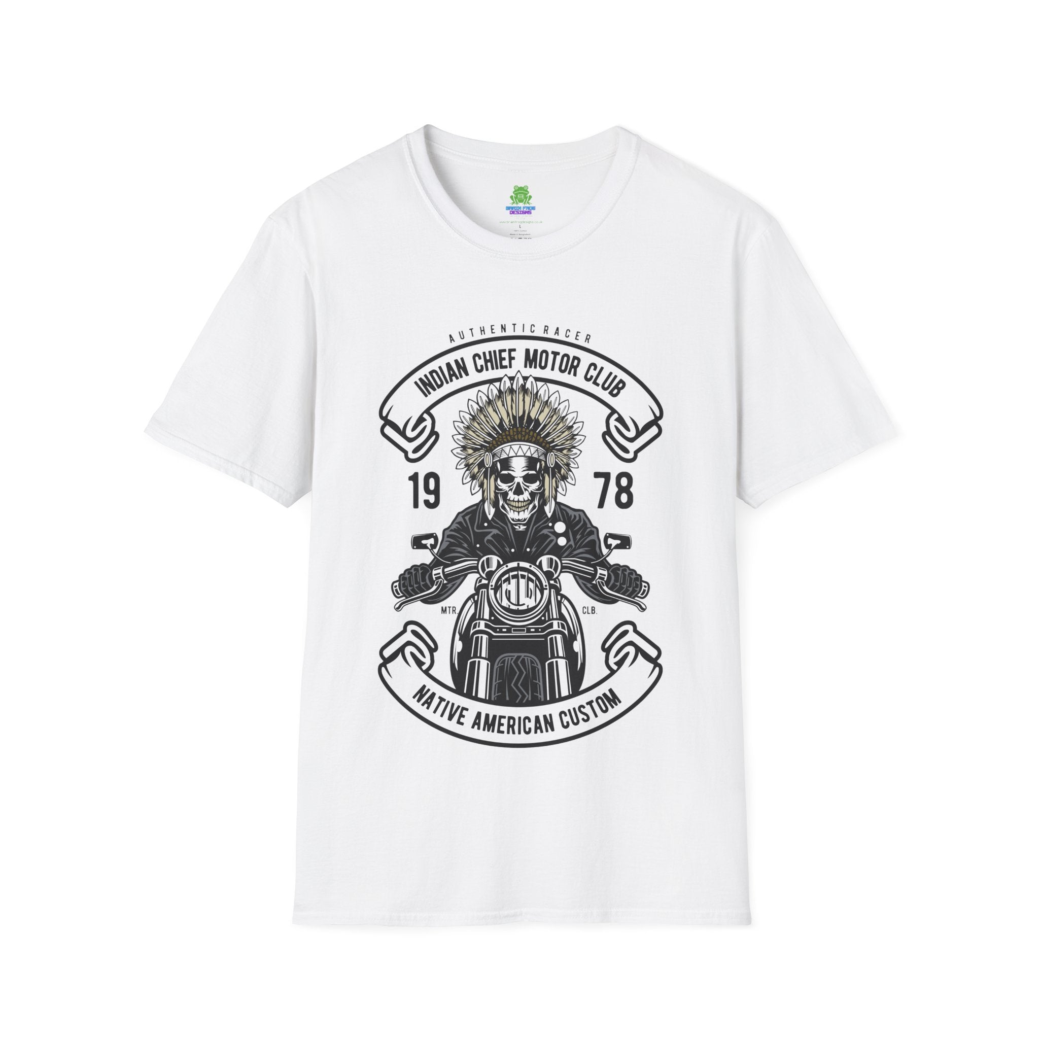 Motorcycle Club T-Shirt - 'Indian Chief Motor Club' Vintage Skull Rider Tee - 100% Cotton