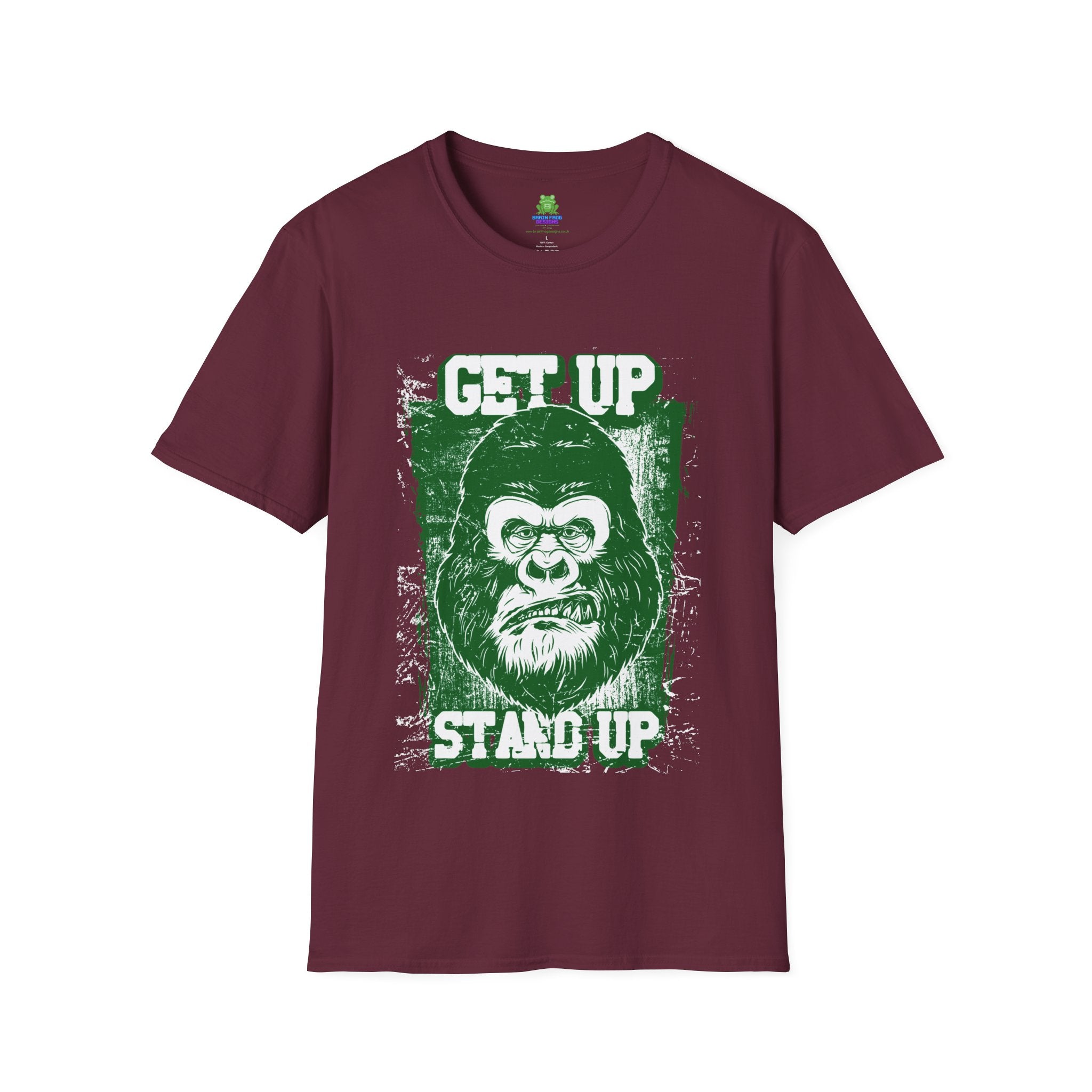 Get Up Stand Up Gorilla T-Shirt - Vintage Reggae-Inspired Graphic Tee - 100% Cotton