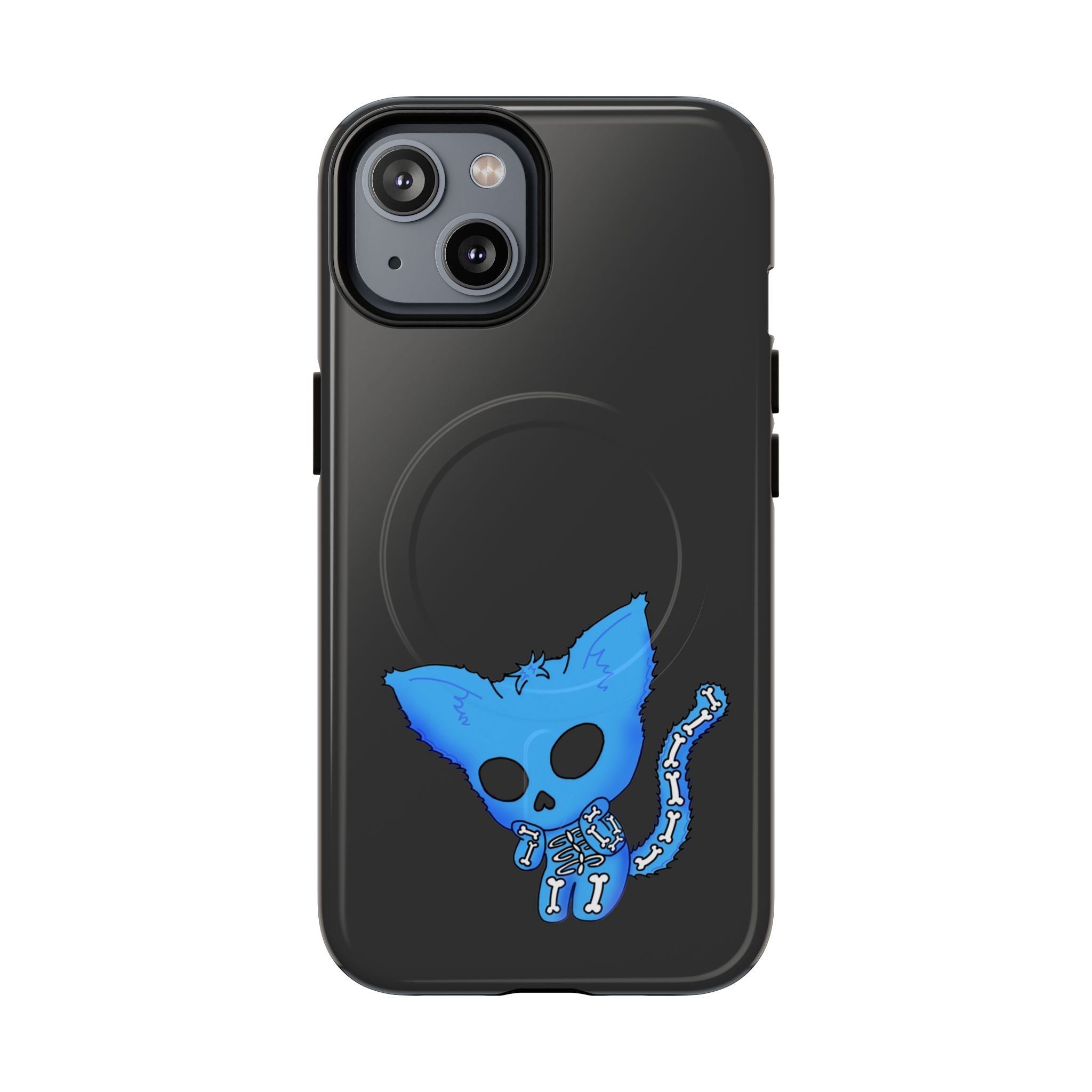 Blue Skeleton Cat Tough Magnetic Phone Case | Unique Design to Brain Frog