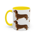 Dachshund Pattern Accent Coffee Mug — Cute Wiener Sausage Dog Ceramic Mug (11/15 oz)