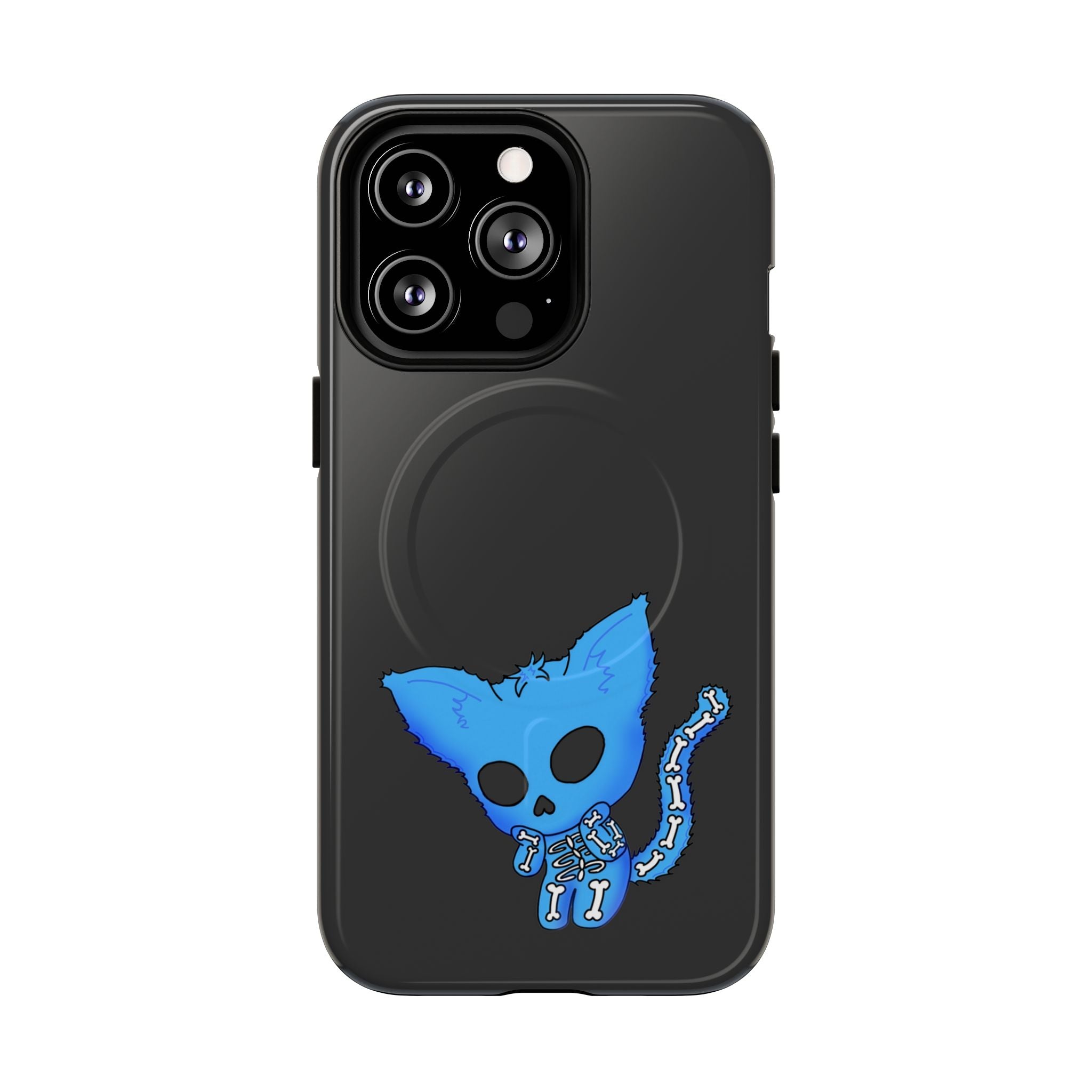 Blue Skeleton Cat Tough Magnetic Phone Case | Unique Design to Brain Frog