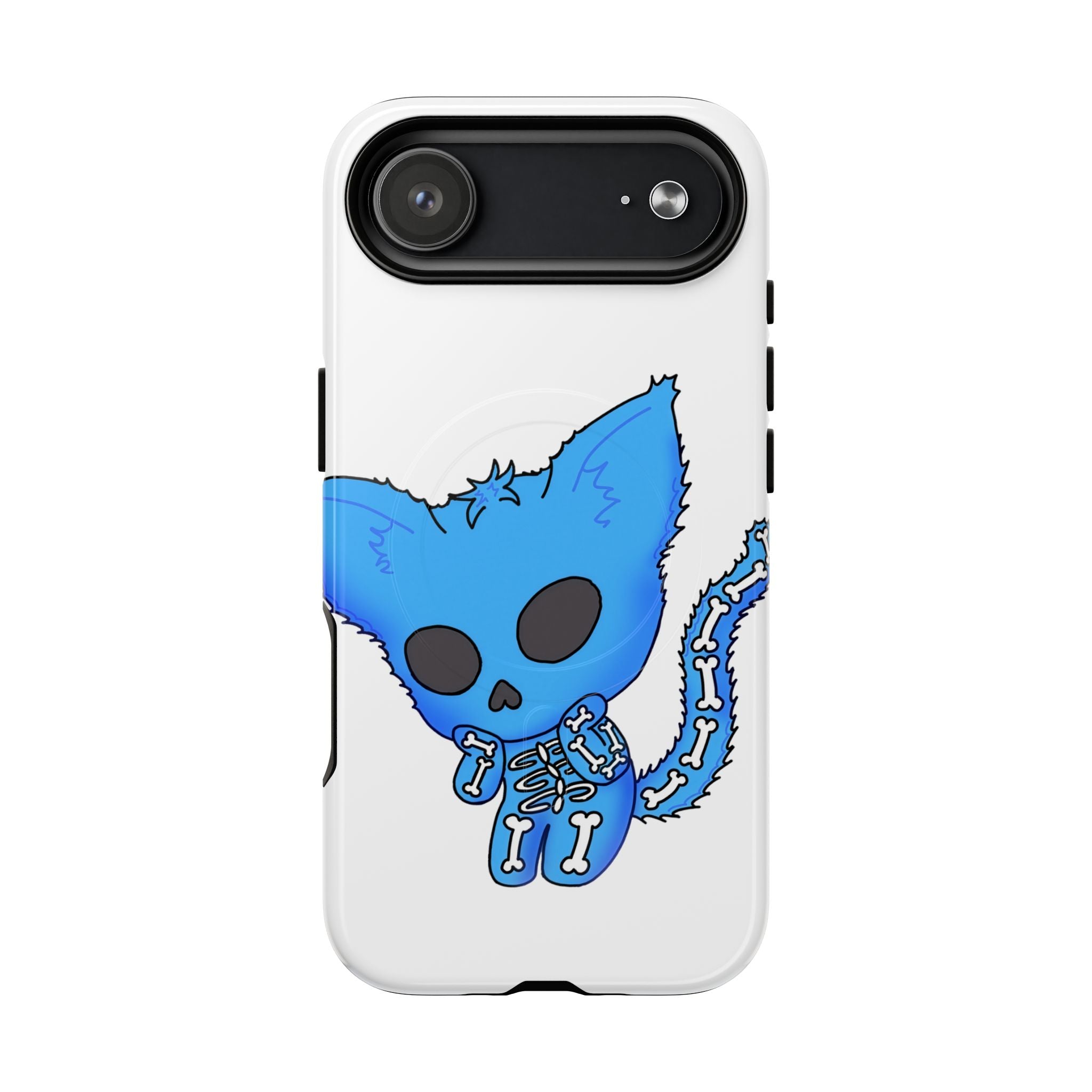 Blue Skeleton Cat Tough Magnetic Phone Case | Design by Jessica B