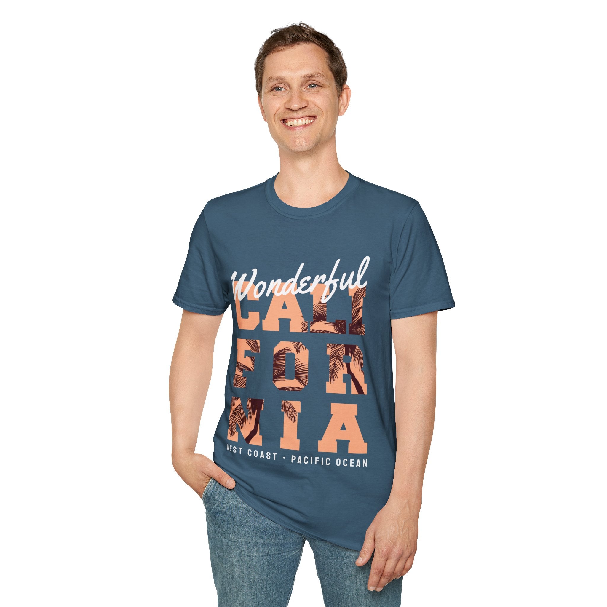 California Palm Photo Tee - Vintage Sunset Graphic T-Shirt - 100% Cotton