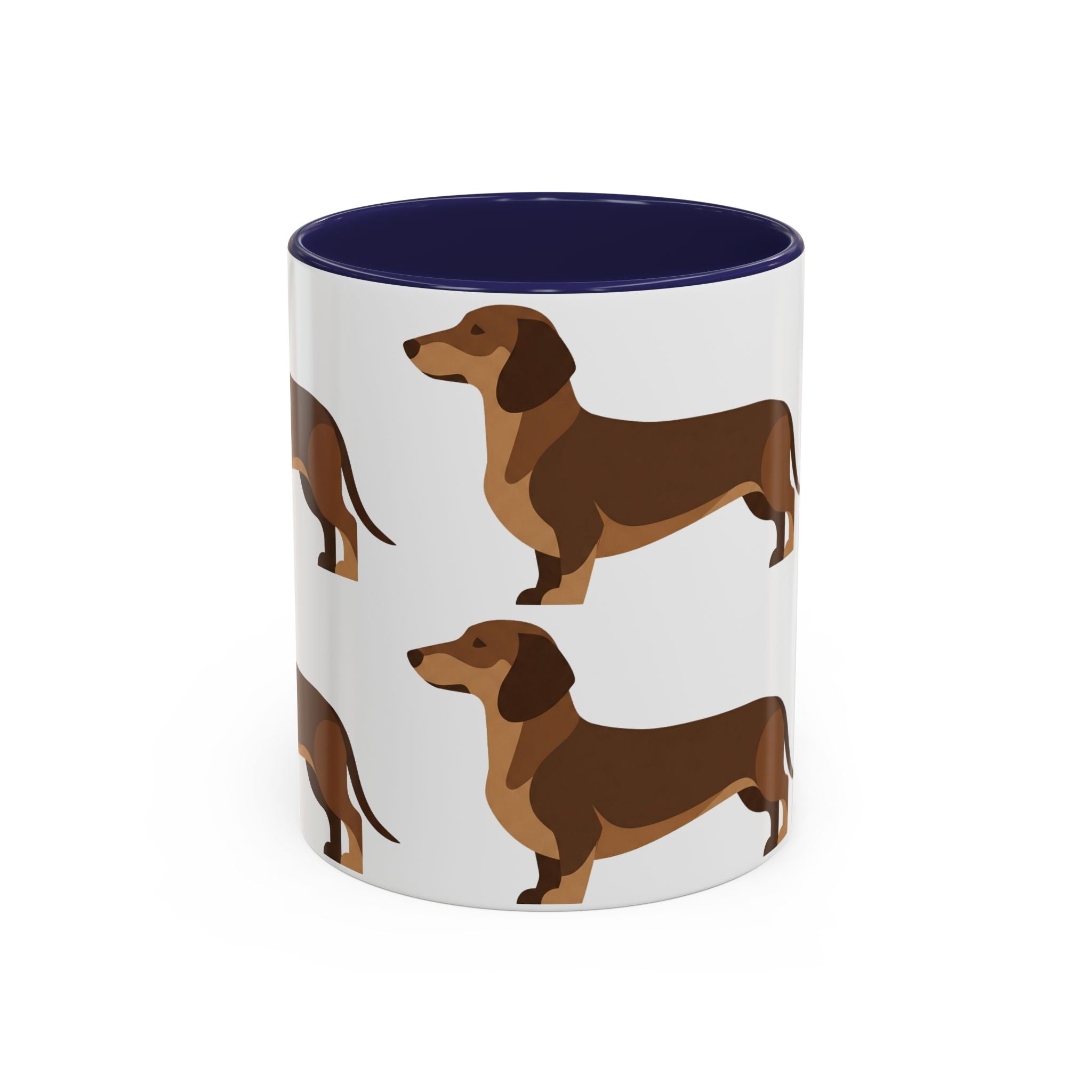 Dachshund Pattern Accent Coffee Mug — Cute Wiener Sausage Dog Ceramic Mug (11/15 oz)
