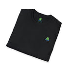 Brain Frog Design Signature T-Shirt - Small Green Brain Frog Logo Tee (Front Chest & Sleeve) - 100% Cotton