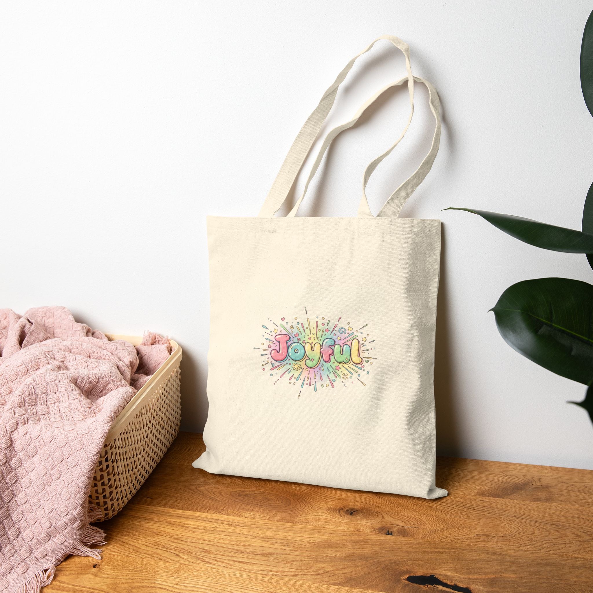 Joyful bubble letters Tote | chaotic cute typography, 90s aesthetic