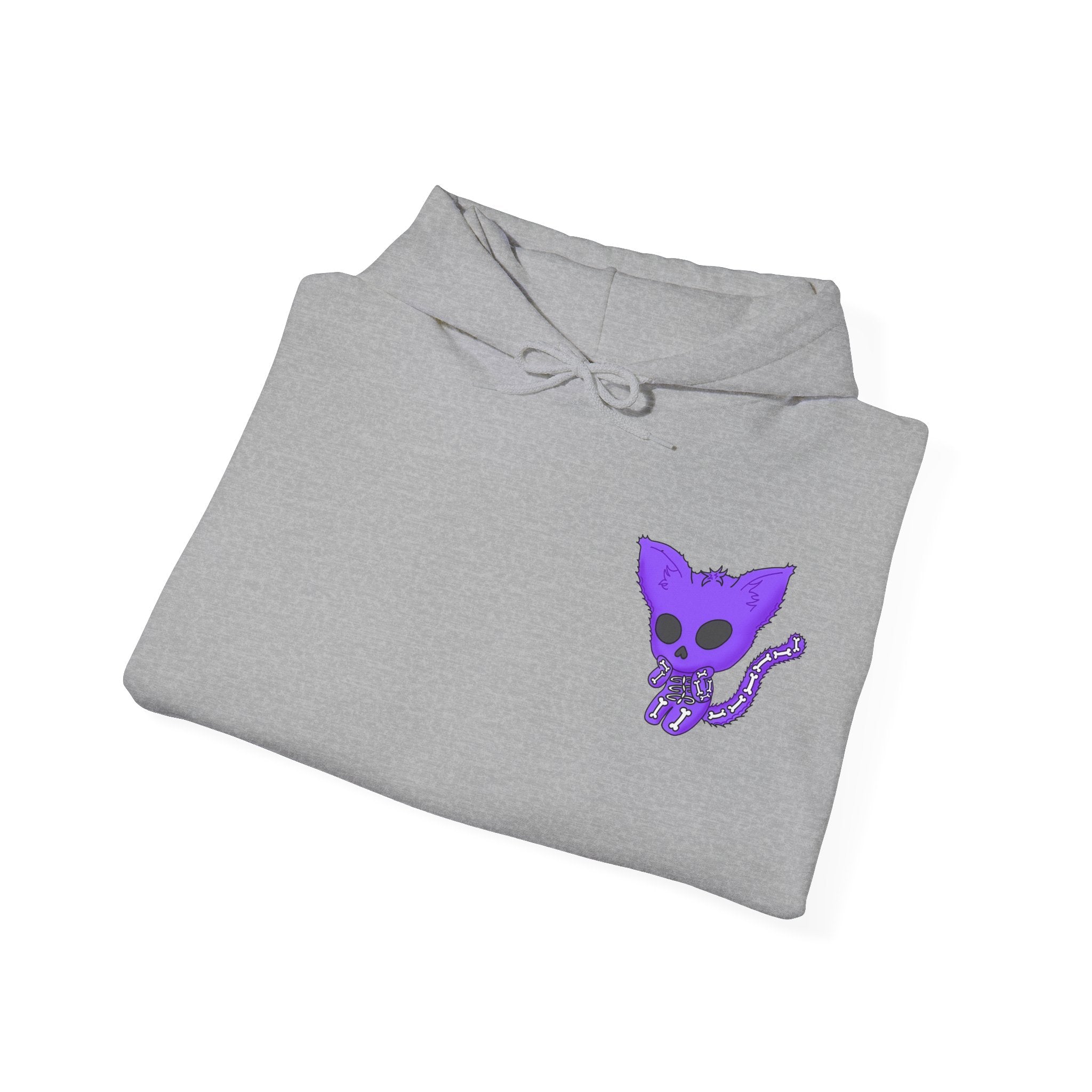Purple Skeleton Cat Hoodie – Cute Spooky Graphic Sweatshirt - Unique Brand Design