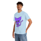 Purple Skeleton Cat Graphic Tee - Cute Creepy Kitty Shirt - 100% Cotton