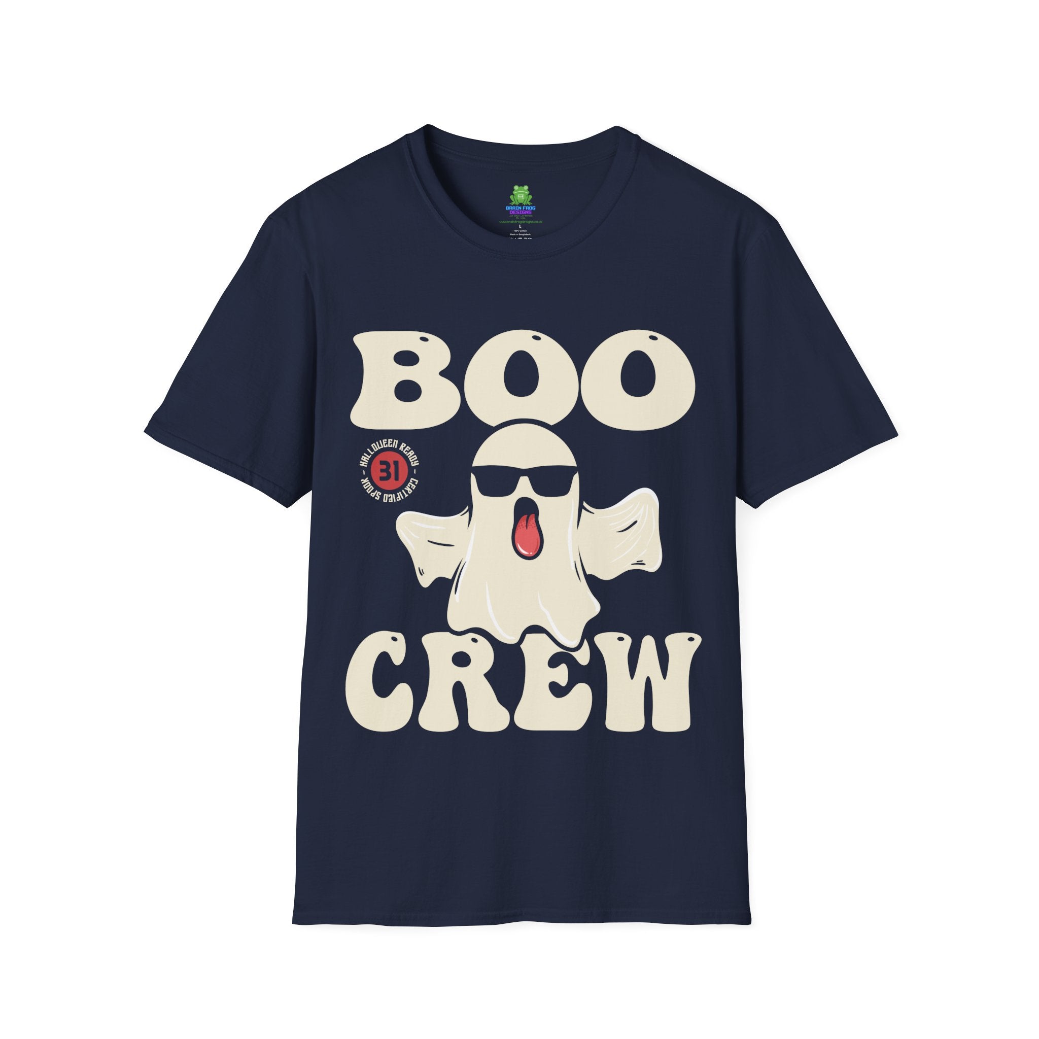 Boo Crew Halloween T-Shirt - Cool Ghost Graphic Tee - 100% Cotton / Cotton Blend