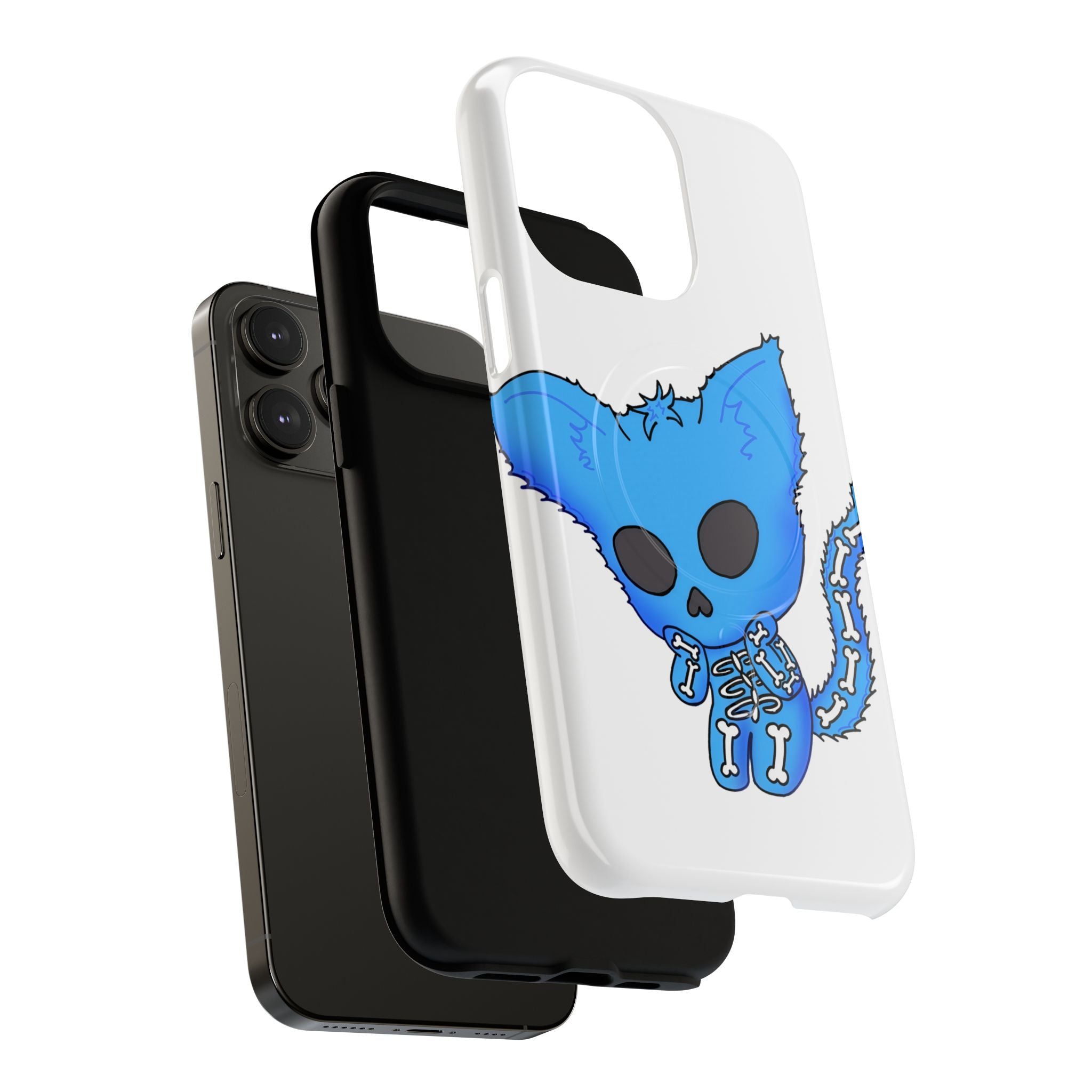 Blue Skeleton Cat Tough Magnetic Phone Case | Design by Jessica B