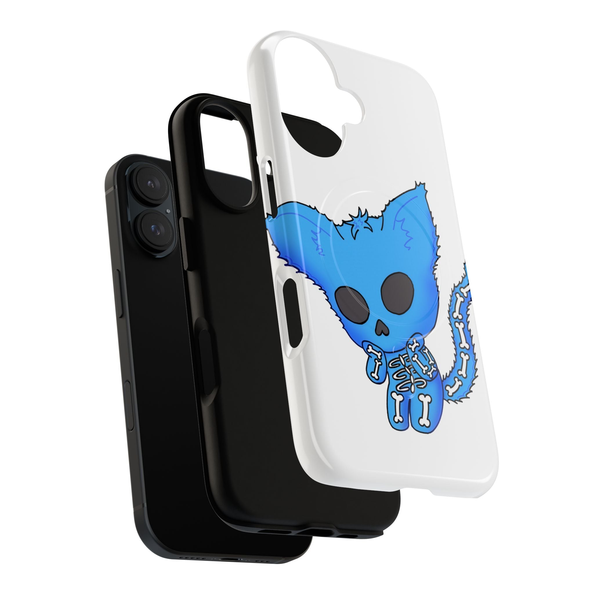 Blue Skeleton Cat Tough Magnetic Phone Case | Design by Jessica B