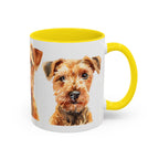 Irish Terrier Dog Portrait Accent Coffee Mug - Cute Terrier Face Ceramic Coffee Cup (11/15oz)