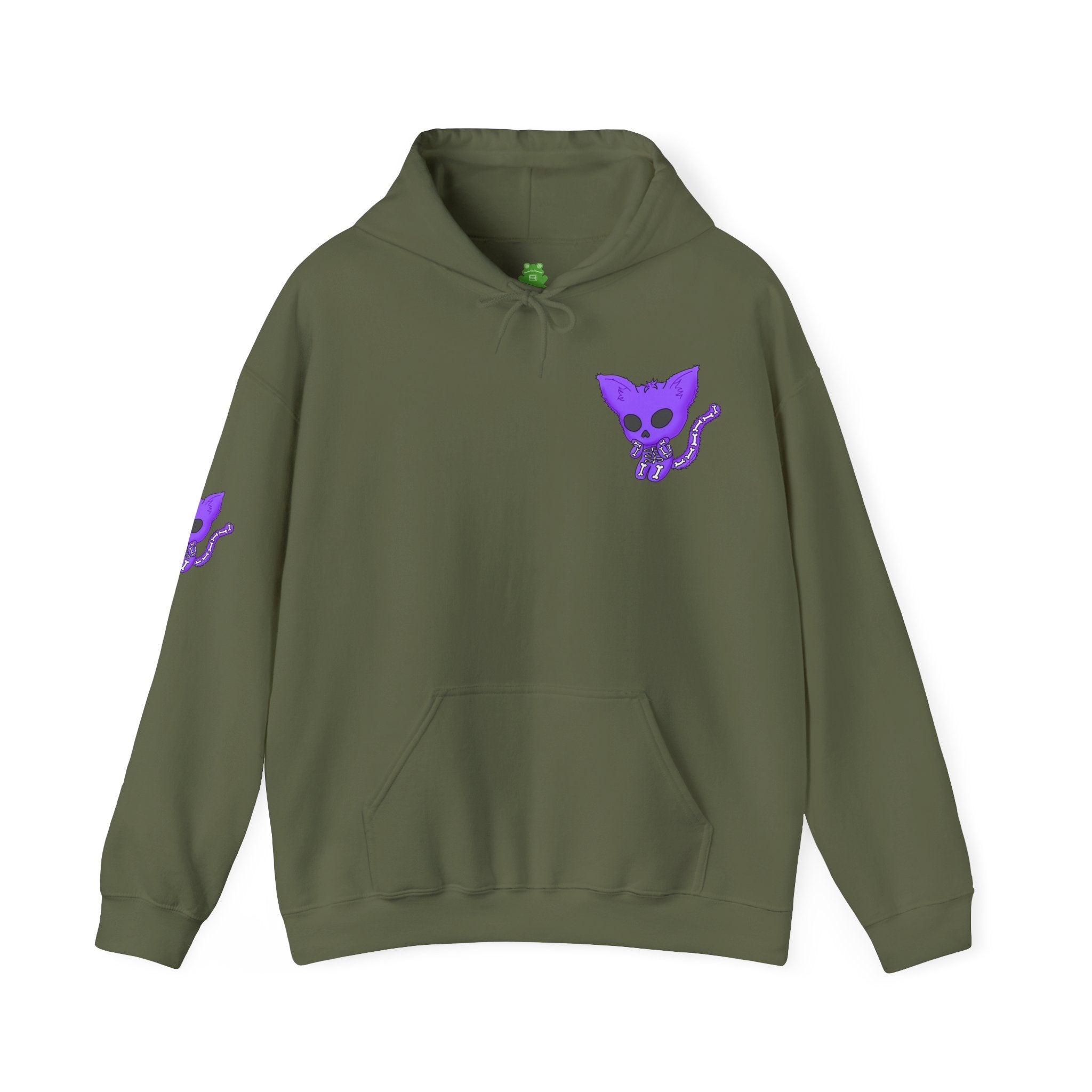Purple Skeleton Cat Hoodie – Cute Spooky Graphic Sweatshirt - Unique Brand Design