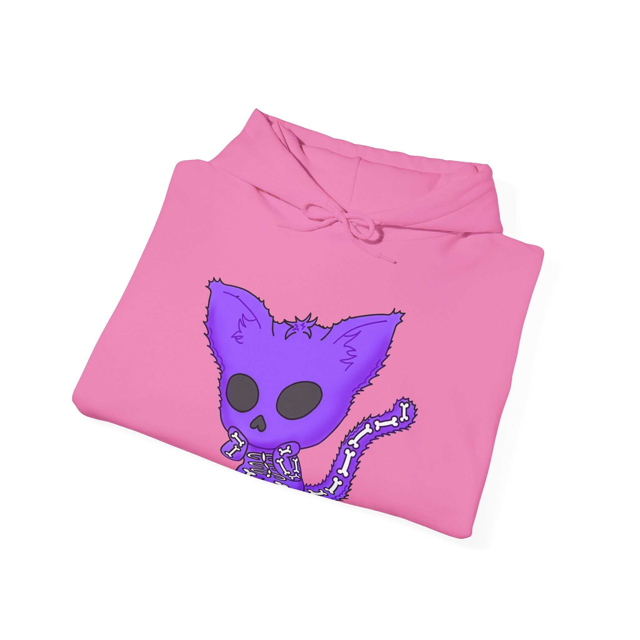 Purple Skeleton Cat Hoodie – Cute Spooky Graphic Sweatshirt