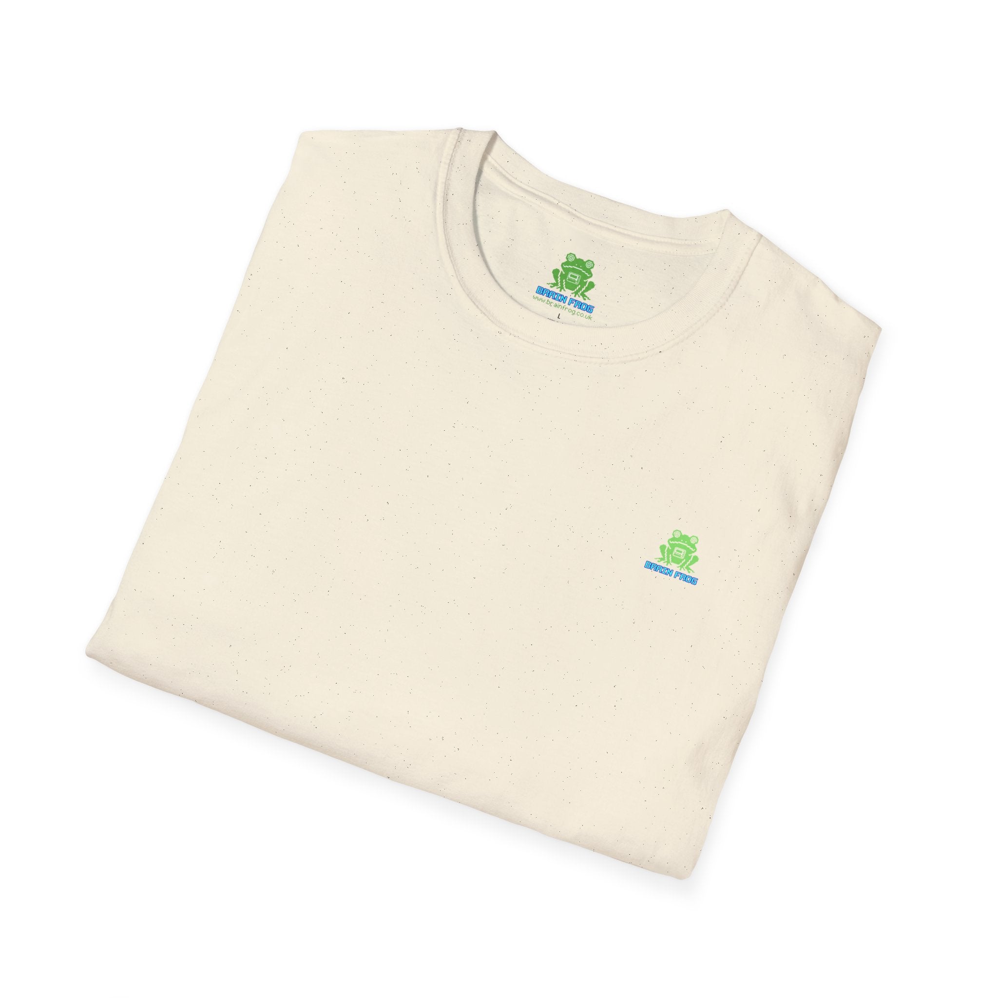 Brain Frog Design Signature T-Shirt - Small Green Brain Frog Logo Tee (Front Chest & Sleeve) - 100% Cotton