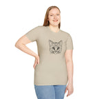 Geometric Cat T-Shirt - Minimal Line Art Cat Face Tee - 100% Cotton