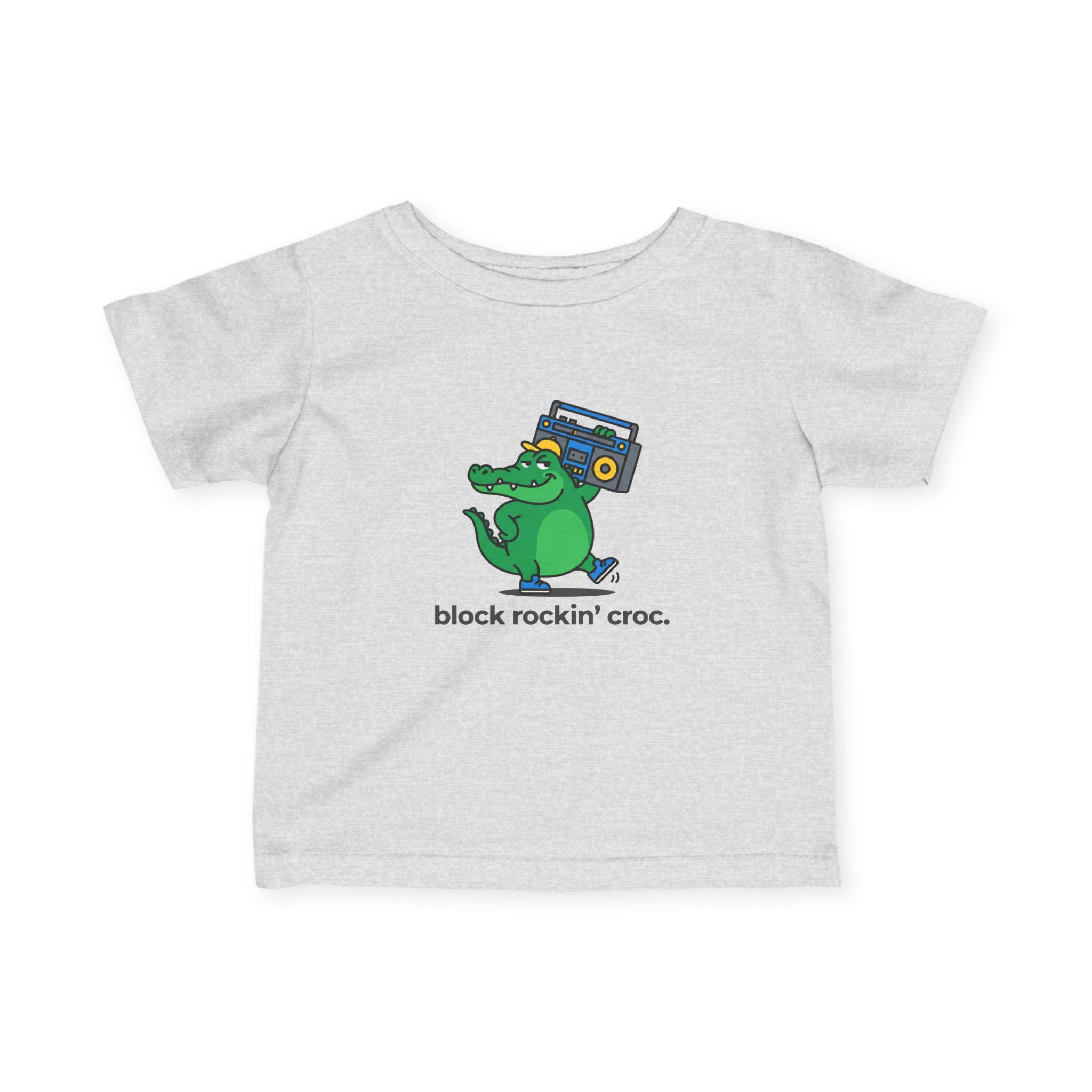Infant Tee - 'Block Rockin' Croc' Cute Alligator Baby Shirt - 100% Cotton