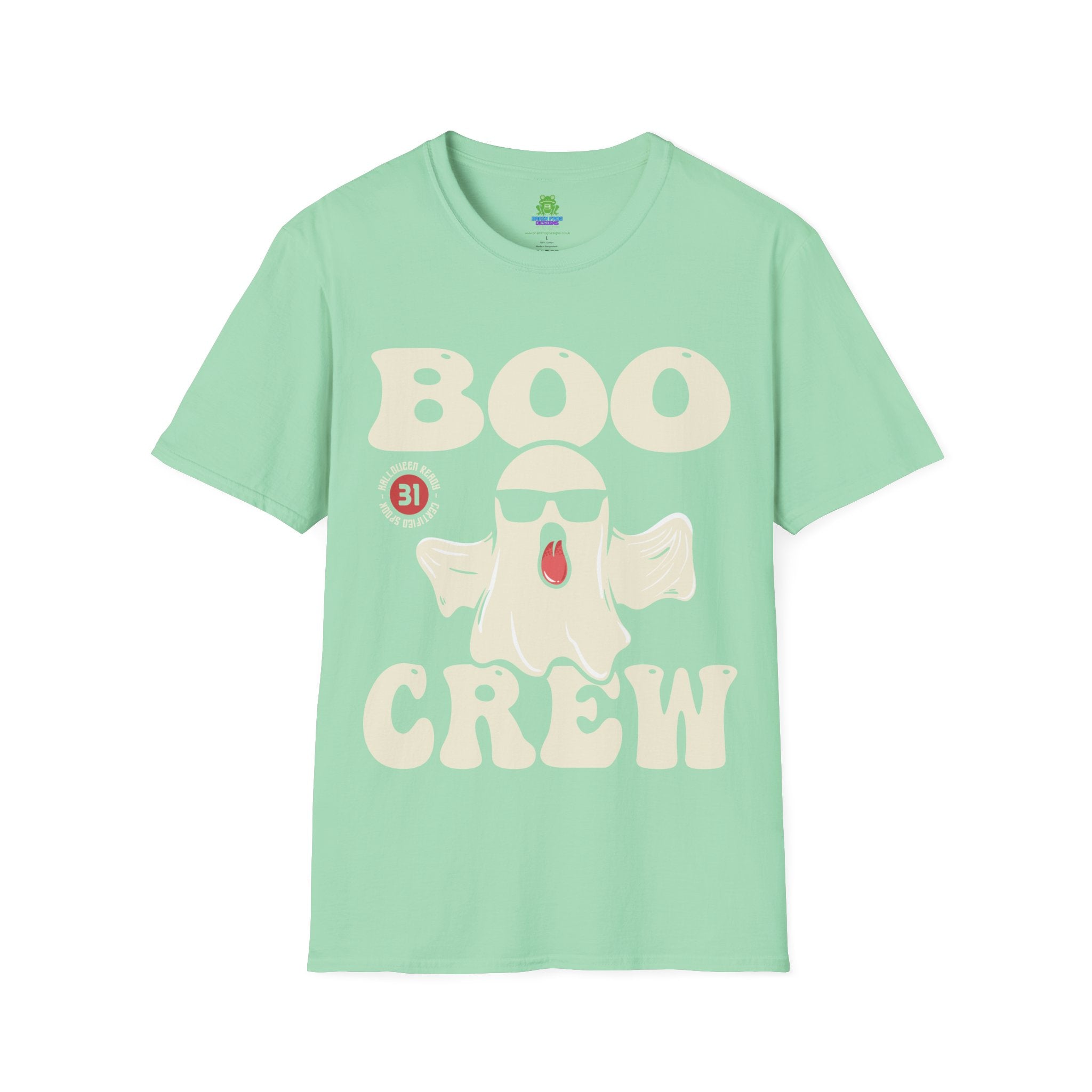 Boo Crew Halloween T-Shirt - Cool Ghost Graphic Tee - 100% Cotton / Cotton Blend
