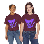 Purple Skeleton Cat Graphic Tee - Cute Creepy Kitty Shirt - 100% Cotton