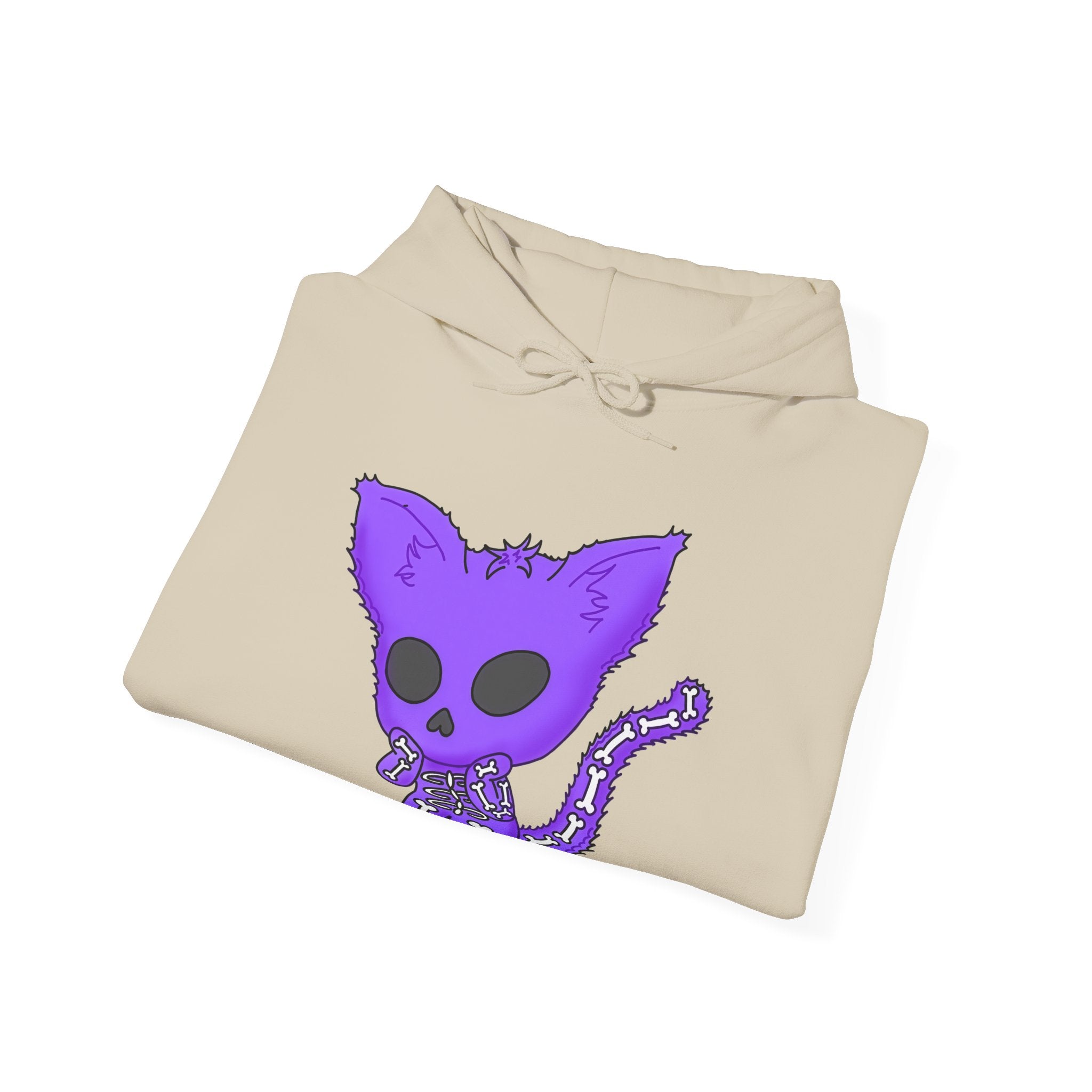 Purple Skeleton Cat Hoodie – Cute Spooky Graphic Sweatshirt