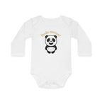 Panda-monium Baby Bodysuit - Cute Panda Long-Sleeve Organic Onesie - 100% certified organic cotton