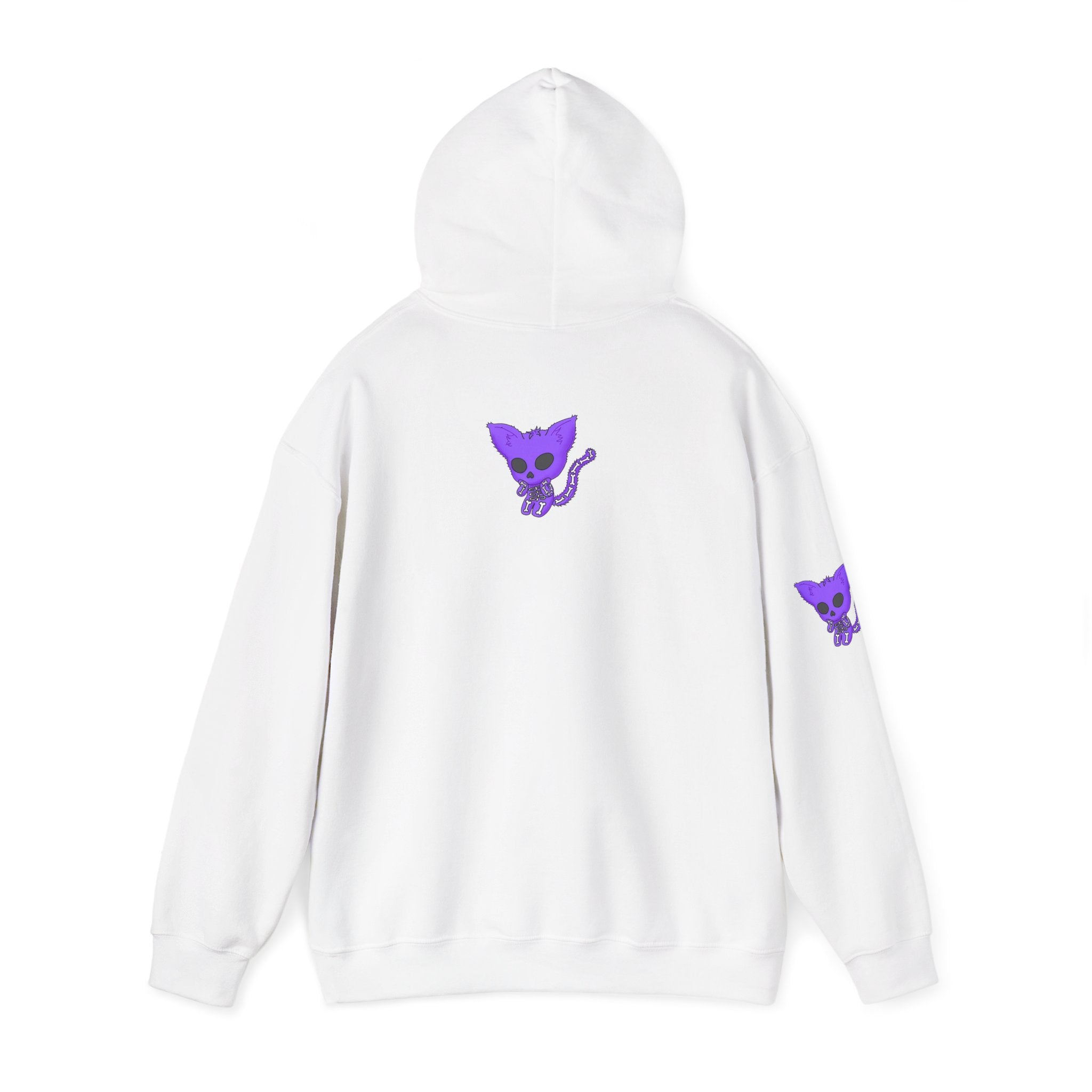 Purple Skeleton Cat Hoodie – Cute Spooky Graphic Sweatshirt