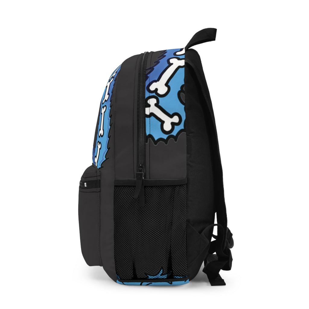 Blue / Black Skeleton Cat Backpack - Cute Spooky Skull Kitty School Bag