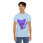 Purple Skeleton Cat Graphic Tee - Cute Creepy Kitty Shirt - 100% Cotton
