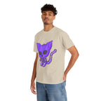 Purple Skeleton Cat Graphic Tee - Cute Creepy Kitty Shirt - 100% Cotton