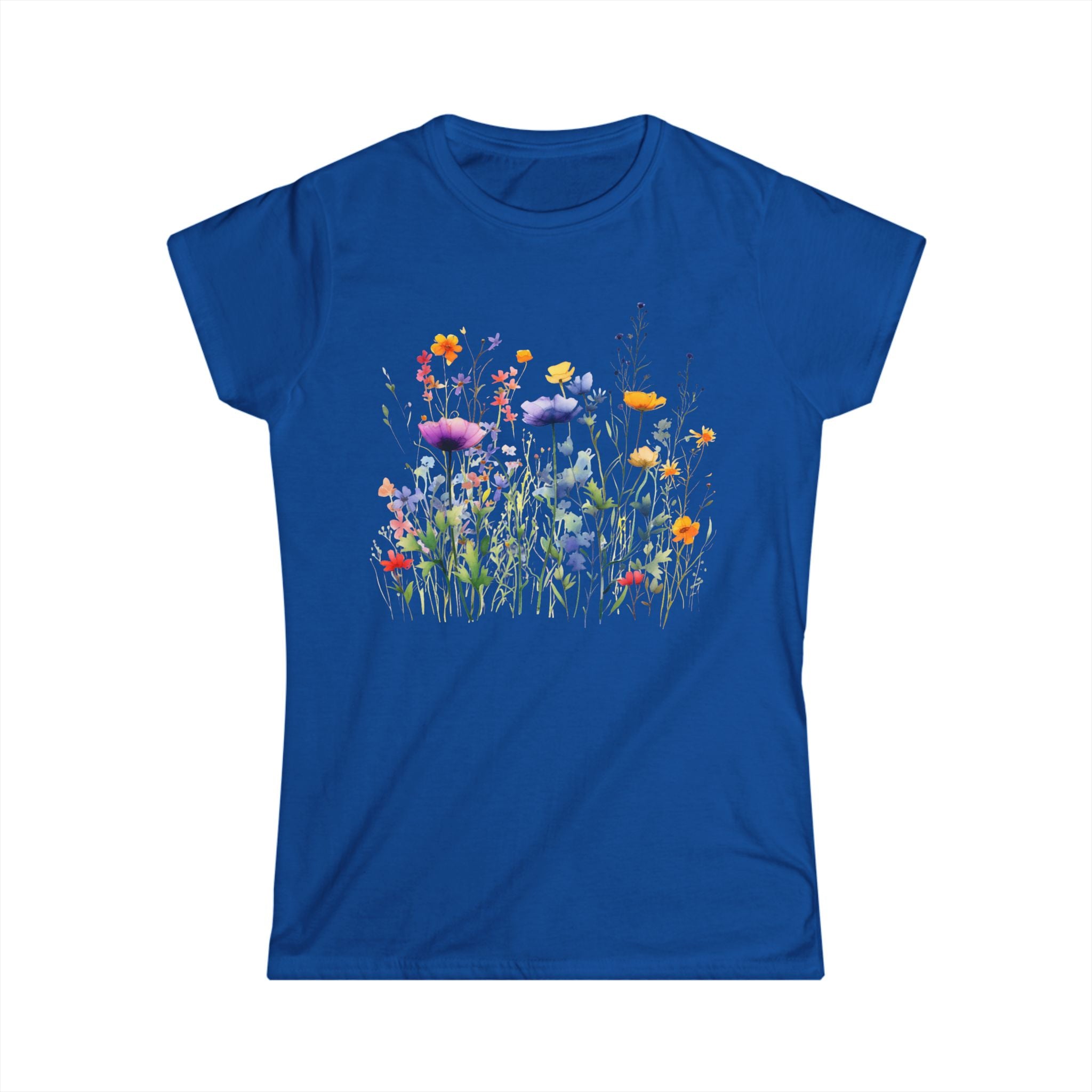 Floral Watercolor Meadow Tee - Women's Wildflower Garden Shirt - 100% Cotton
