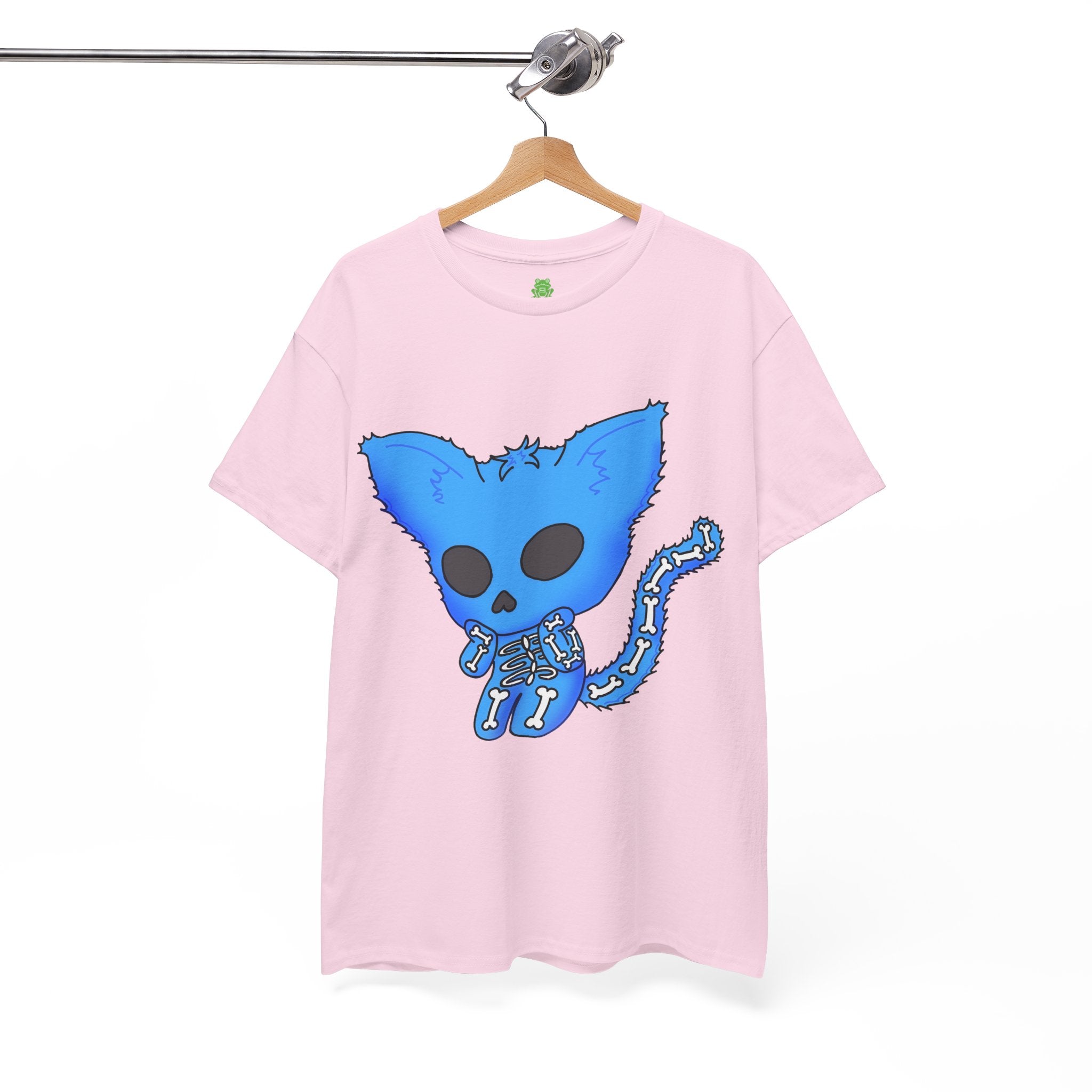 Blue Skeleton Cat Graphic Tee - Cute Creepy Kitty Shirt - 100% Cotton