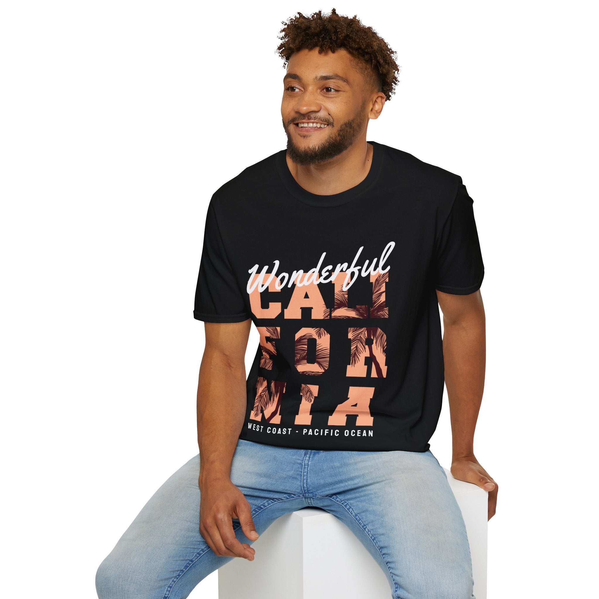 California Palm Photo Tee - Vintage Sunset Graphic T-Shirt - 100% Cotton
