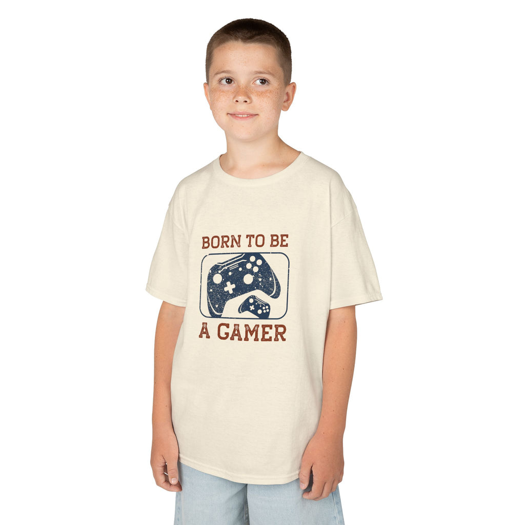 Kids Tee - "Born to Be a Gamer" Retro Game Controller Shirt - 100% Cotton / Cotton Blend