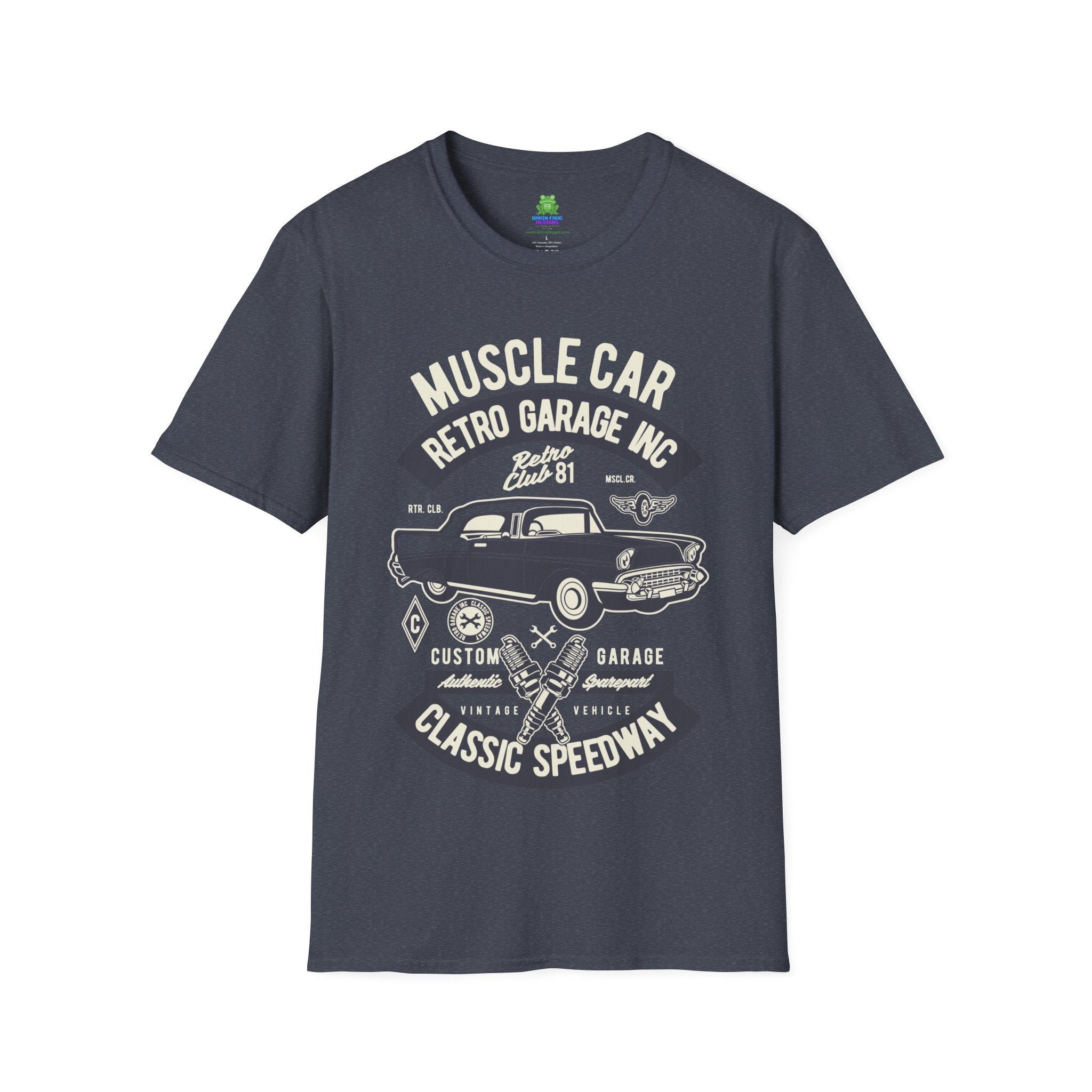 Retro Garage Muscle Car T-Shirt - Classic Speedway Vintage Auto Tee -100% Cotton
