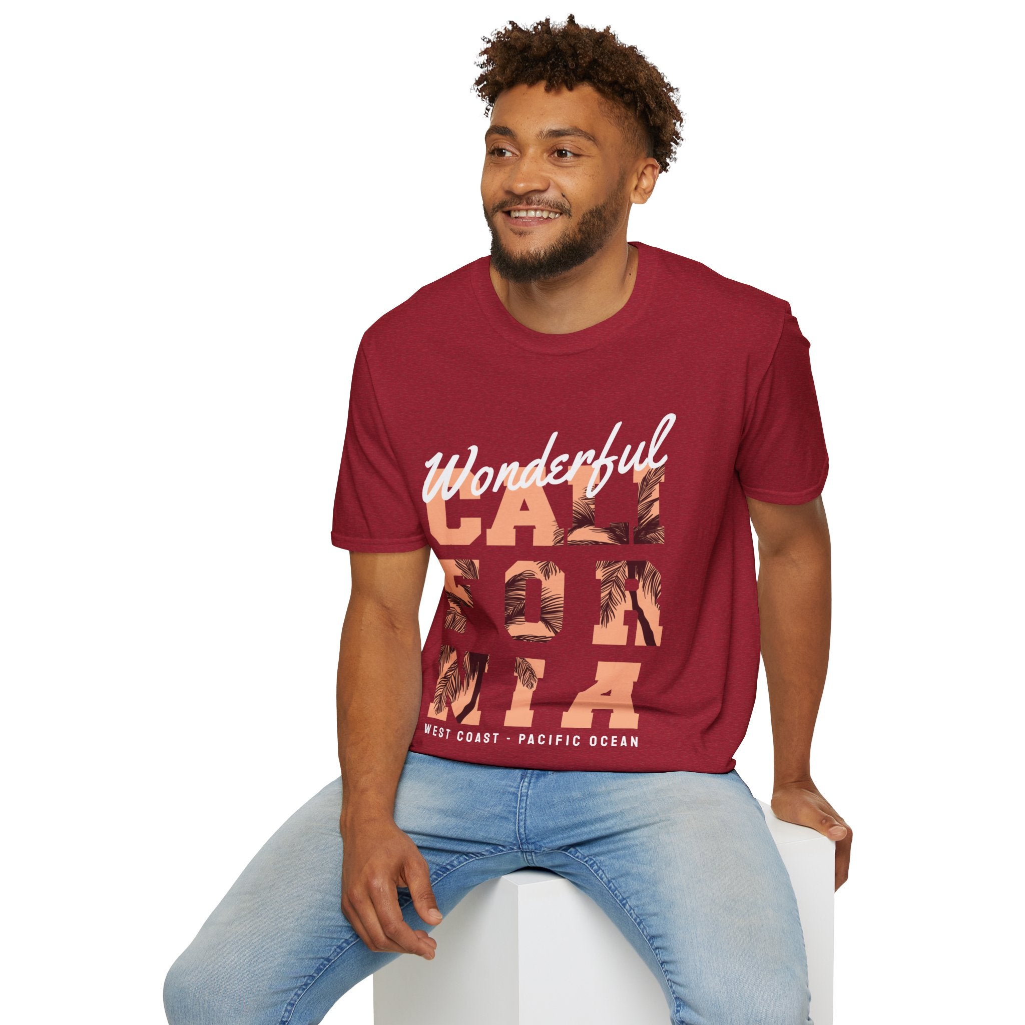 California Palm Photo Tee - Vintage Sunset Graphic T-Shirt - 100% Cotton