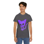 Purple Skeleton Cat Graphic Tee - Cute Creepy Kitty Shirt - 100% Cotton