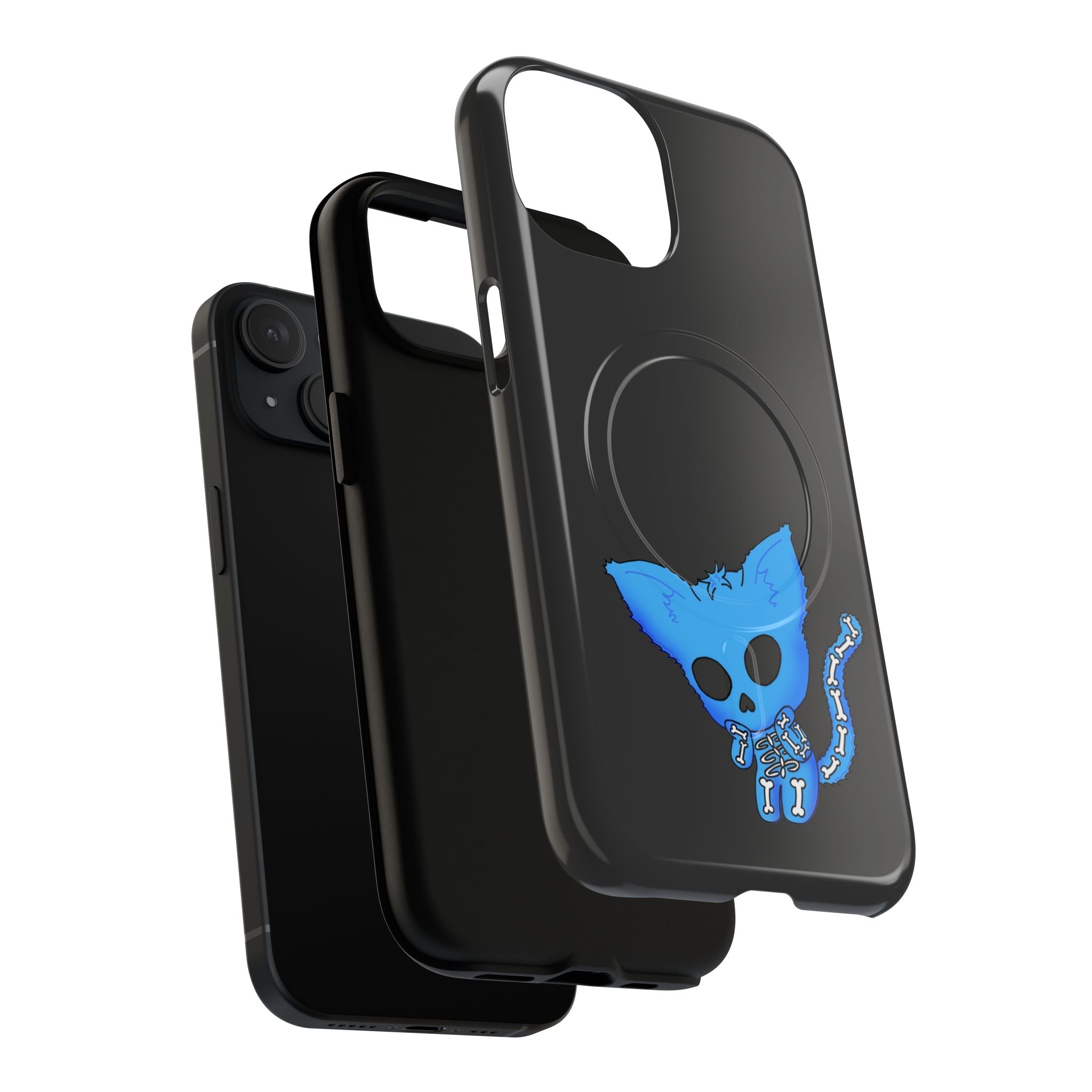 Blue Skeleton Cat Tough Magnetic Phone Case | Unique Design to Brain Frog