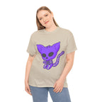 Purple Skeleton Cat Graphic Tee - Cute Creepy Kitty Shirt - 100% Cotton