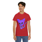 Purple Skeleton Cat Graphic Tee - Cute Creepy Kitty Shirt - 100% Cotton