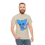 Blue Skeleton Cat Graphic Tee - Cute Creepy Kitty Shirt - 100% Cotton