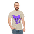 Purple Skeleton Cat Graphic Tee - Cute Creepy Kitty Shirt - 100% Cotton