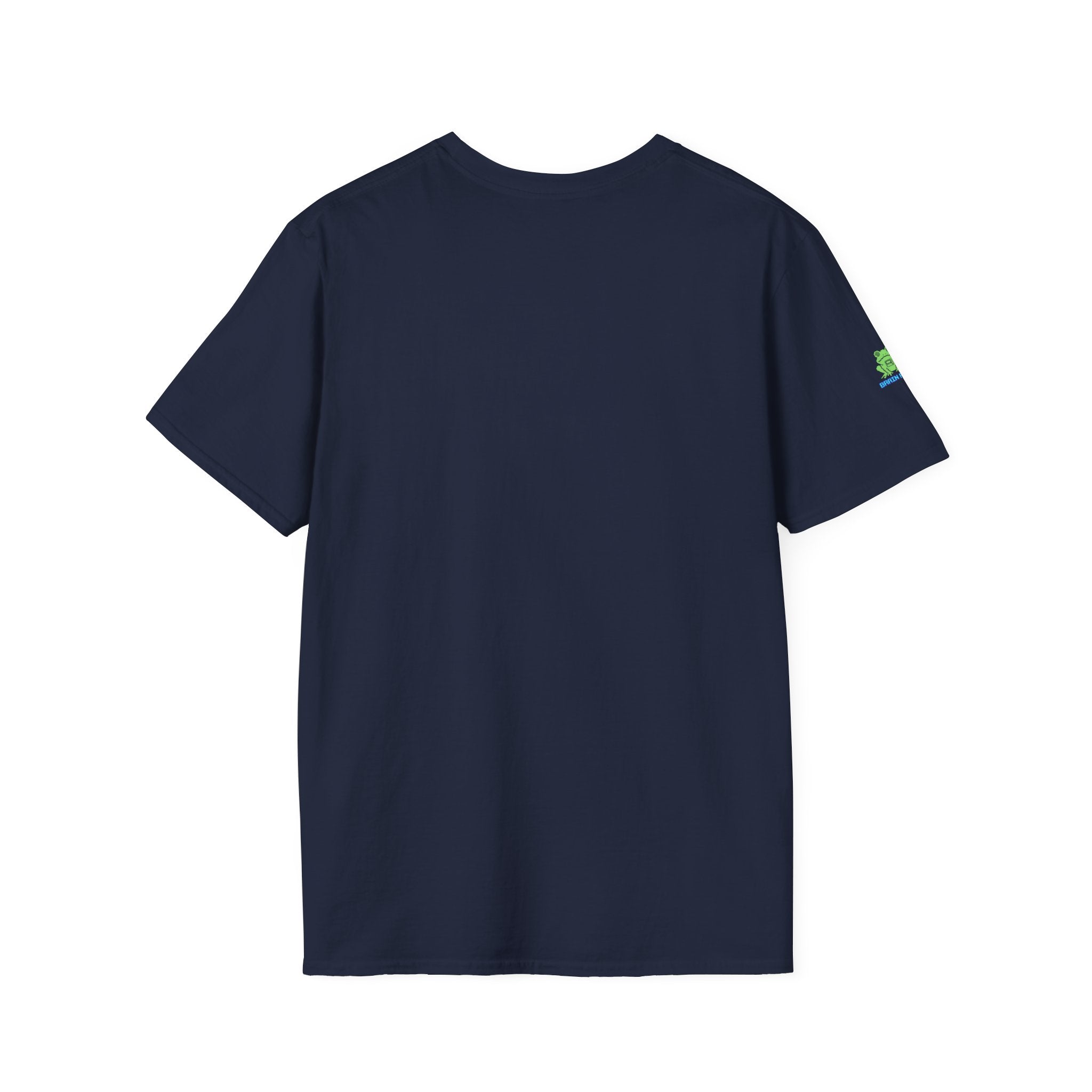 Brain Frog Design Signature T-Shirt - Small Green Brain Frog Logo Tee (Front Chest & Sleeve) - 100% Cotton
